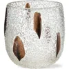 Tag Bubble Glass Pillar Candle Holder With Embedded Feathers In Multi