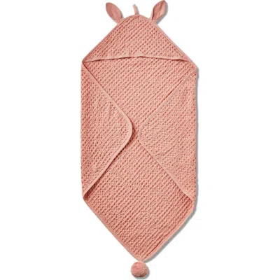 Tag Bunny Hooded Waffleweave Baby Towel Blush Cotton Bath In Pink