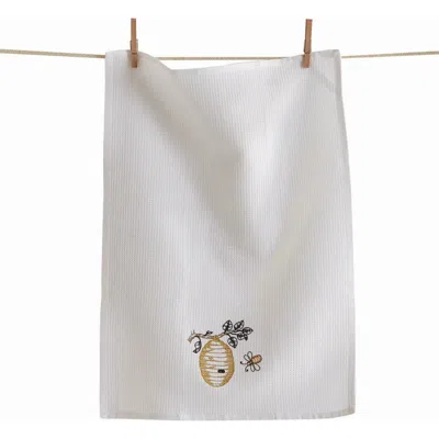 Tag Busy Bee Embroidered Waffle Weave Kitchen Towels White Multi