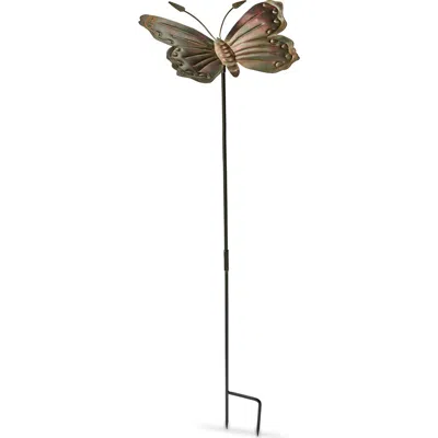 Tag Butterfly Garden Stake Antique Bronze Iron Spring In Gold