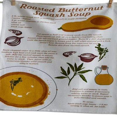 Tag Butternut Squash Kitchen Towel Set Of Two Multicolor Cotton In White