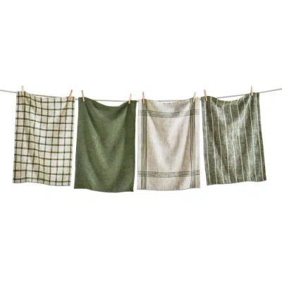 Tag Canyon Woven Dishtowel Set Of 4 Olive Dish Cloths In Green