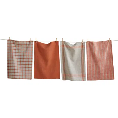 Tag Canyon Woven Dishtowel Set/4 Melon Melon Cotton Everyday In Orange