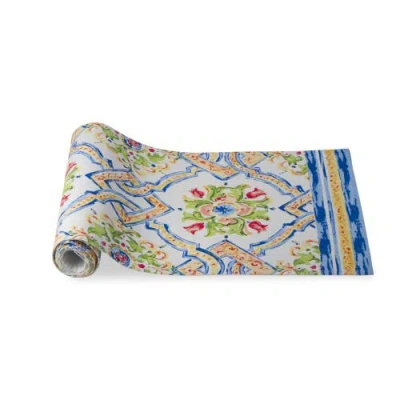 Tag Capri Multicolor Cotton Table Runner In White