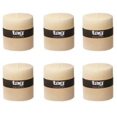 Tag Chapel Ivory Pillar Candles Unscented Drip-free Set Of 6 In Neutral