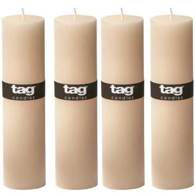 Tag Chapel Ivory Pillar Candles Unscented Long Burning Set Of 4 In Neutral