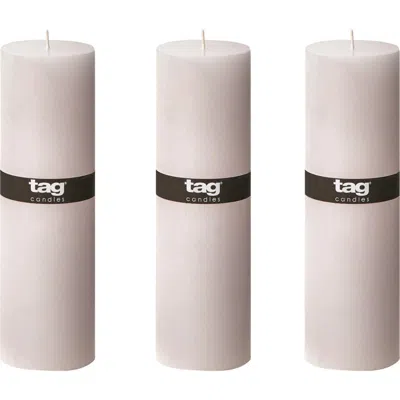 Tag Chapel White Pillar Decorative Wax Candle Set Of 3 Unscented