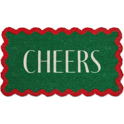 Tag Cheers Scallop Shaped Coir Door Mat For Christmas Green