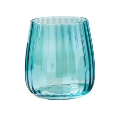 Tag Chelsea Iridescent Stemless Wine Glass Aqua Blue Drinkware In Multi