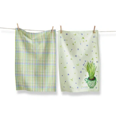 Tag Chive Dishtowel Set 2 100% Cotton Multi 26 X 18 In Green