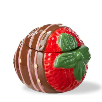 Tag Chocolate Strawberry Earthenware Trinket Box Multi 3.75x3.25x3 In Red