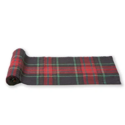 Tag Christmas Plaid Table Runner In Green