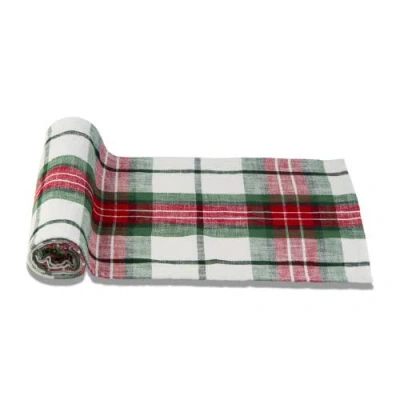 Tag Christmas Red Green White Plaid Table Runner For Holidays