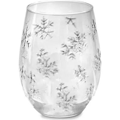 Tag Christmas Snowflake Stemless Wine Glass Clear Soda Lime 3.5x3.5x5 In Multi