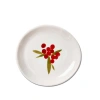 Tag Christmas Sprig Red Appetizer Plates Dishwasher Safe Set In Red
