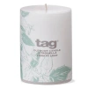 Tag Citro White Pillar Candle With Tom Leaf Design 14oz In White