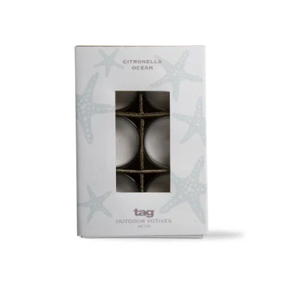 Tag Citronella Ocean Glass Votives Set Of Six Scented Candles In Brown