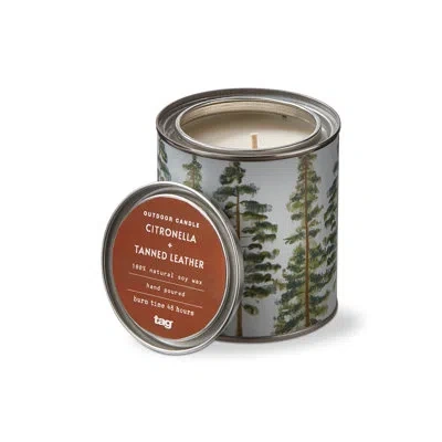 Tag Citronella Tanned Leather Tin Scented Soy Wax Candle In Green