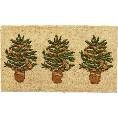 Tag Citrus Tree Coir Door Mat Everyday Multicolor Easy Clean