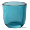Tag Classic Aqua Blue Glass Tealight Candle Holder In Blue