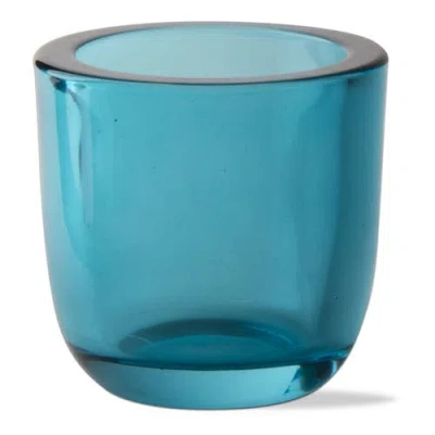 Tag Classic Aqua Blue Glass Tealight Candle Holder