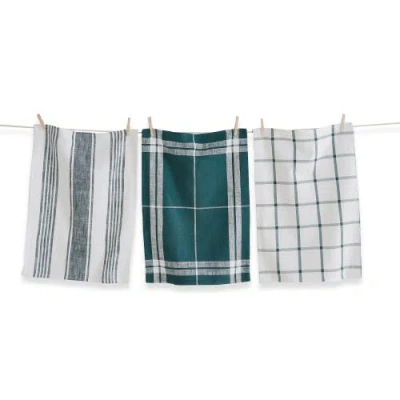 Tag Classic Dark Green Dishtowel Set Of 3 In Multi