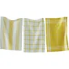 Tag Classic Dishtowel Set Of 3 Check Stripe Window Pane Yellow Cotton Yarn Dye Slub Weave Enzyme Was In Yellow