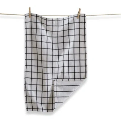 Tag Classic Double Cloth Black Windowpane Cotton Machine Washable Kitchen Dishtowel 26l X 18w In. De