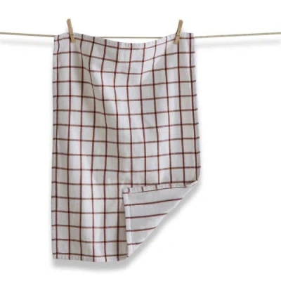 Tag Classic Double Rust Brown Windowpane Cotton Machine Washable Kitchen Dishtowel 26l X 18w In. Dec