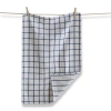 Tag Classic Reversible Double Cloth Medium Blue Windowpane Cotton Machine Washable Kitchen Dishtowel In Blue