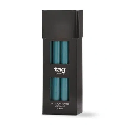 Tag Color Studio 10in Straight Taper Unscented Smokeless Paraffin Wax Candle Teal Burn Time 10 Hrs. Sold In Black