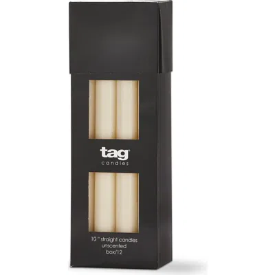 Tag Color Studio Ivory Straight Taper Paraffin Wax Candle Set In Multi