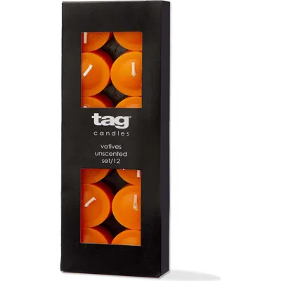 Tag Color Studio Orange Votive Candles Set Of 12 Paraffin Wax