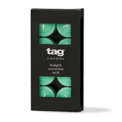 Tag Color Studio Seafoam Tealight Candles Set Of Eight Smokeless In Green