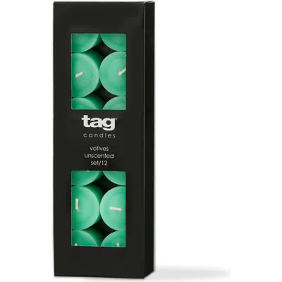 Tag Color Studio Seafoam Votive Candles Set Of 12 Smokeless In Green