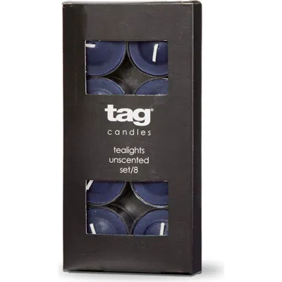 Tag Color Studio Tealight Candles Set Of 8 Navy Smokeless Wax In Blue