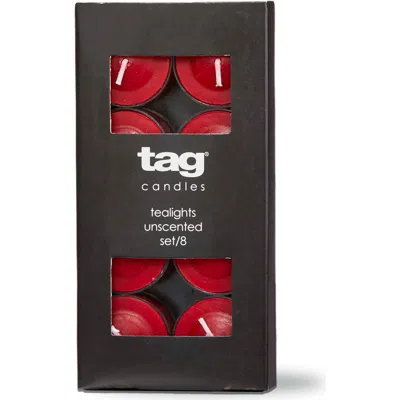 Tag Color Studio Tealight Candles Set Of Eight Cranberry Wax In Red