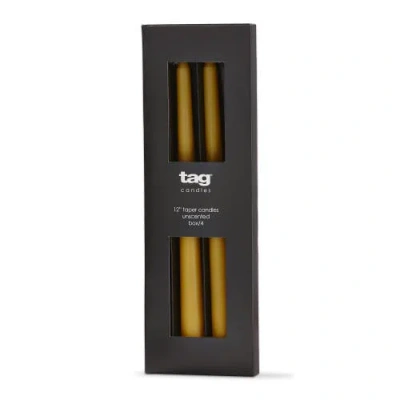 Tag Color Studio Traditional Taper Unscented Candle Set Ochre In Yellow