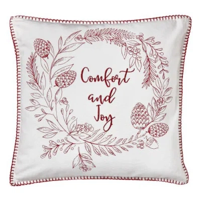Tag Comfort And Joy White Multi Cotton Throw Pillow
