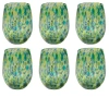 Tag Confetti Glass Stemless Drinkware Set Of 2 Green Blue In Green