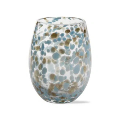 Tag Confetti Glass Stemless Wine Drinkware For Parties And Bars In Blue