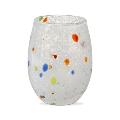 Tag Confetti Glass Stemless Wine Drinkware For Parties And Bars In Multi
