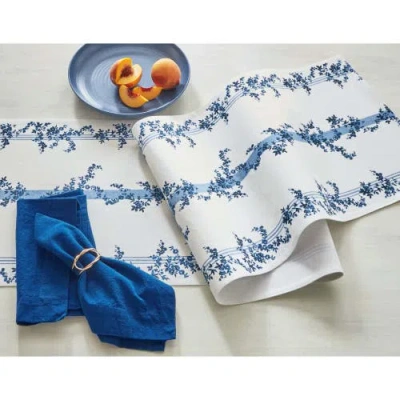 Tag Cote Blue Stripe Floral Print Cotton Table Runner Decor