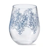 Tag Cote Blue White Floral Acrylic Stemless Beverage Glasses In Blue