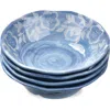 Tag Cote Blue White Flower Melamine Bowls Set Of Four In Blue