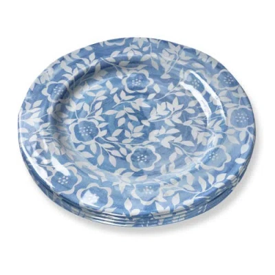 Tag Cote Blue White Flower Melamine Dinnerware Plates Set 4