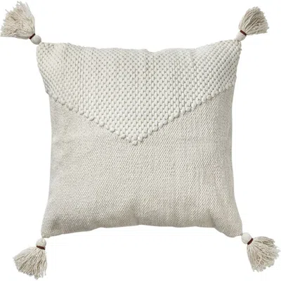 Tag Cote Handwoven White Cotton Throw Pillow 20x20 Machine Washable Everyday Comfort
