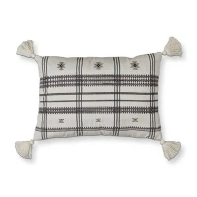 Tag Cotton Lumbar Rectangular Pillow Cover & Insert In Black;gray