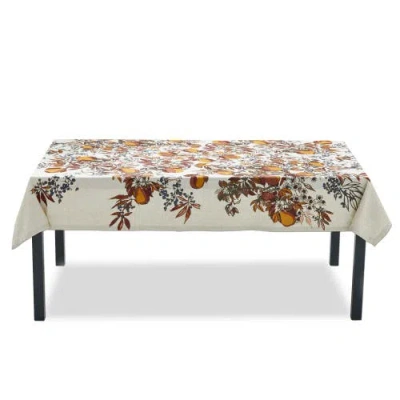 Tag Cotton Pear Tablecloth Fall Harvest Design Machine Washable In White