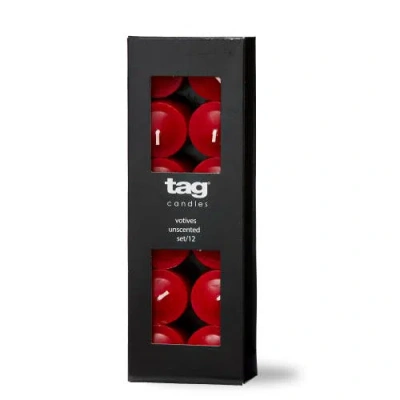 Tag Cranberry Votive Candles Set Of 12 Smokeless Paraffin Wax In Black